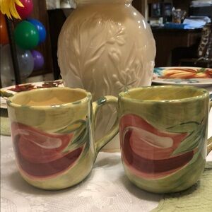 Pfaltzgraff Central Market Mug with Green and Cream Accents